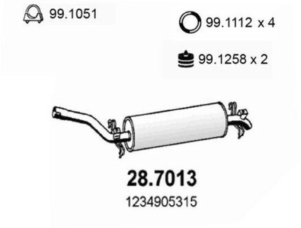 Глушитель выхлопных газов конечный ASSO 287013