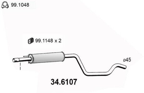 Средний глушитель выхлопных газов ASSO 34.6107