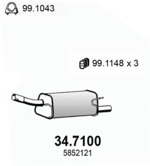 Глушитель выхлопных газов конечный ASSO 347100