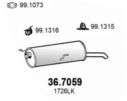 Глушитель выхлопных газов конечный ASSO 367059