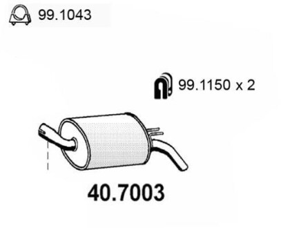 Глушитель выхлопных газов конечный ASSO 407003