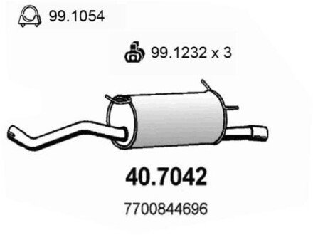 Глушитель выхлопных газов конечный ASSO 407042