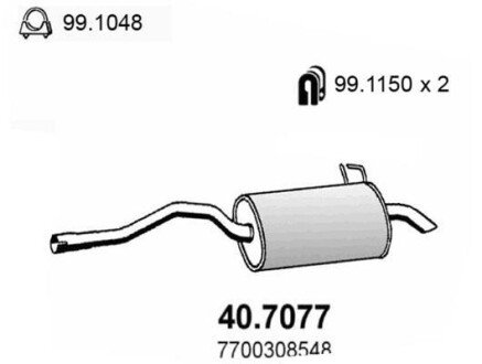 Глушитель выхлопных газов конечный ASSO 407077