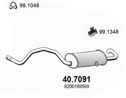 Глушитель выхлопных газов конечный ASSO 40.7091