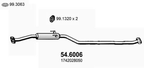Средний глушитель выхлопных газов ASSO 54.6006