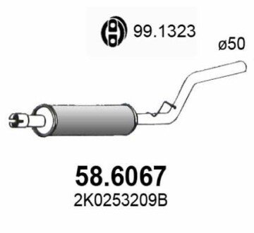 Средний глушитель выхлопных газов ASSO 58.6067