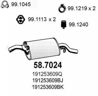 Глушитель выхлопных газов конечный ASSO 587024