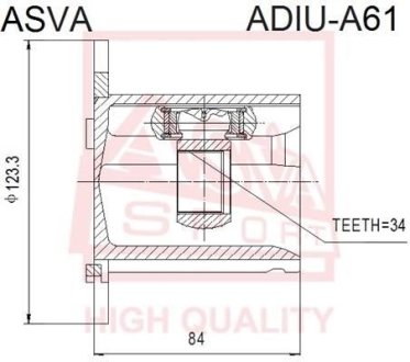 ШРУС ВНУТРЕННИЙ 34x104 (SKODA OCTAVIA II 2004-) ASVA ADIU-A61 (фото 1)