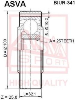 ШРУС ВНУТРЕННИЙ ЗАДНИЙ 25X100 (BMW 5 E34 1987-1996) ASVA BIUR-341