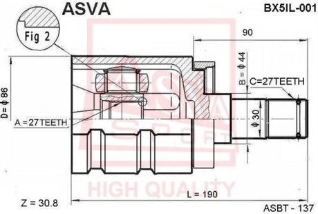 ШРУС ВНУТРЕННИЙ ЛЕВЫЙ 27Х44Х27 (X5) ASVA BX5IL-001