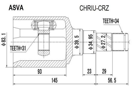 ШРУС ВНУТРЕННИЙ ПРАВЫЙ 31X34.9X34 (CHEVROLET CRUZE (J300) 2009-) ASVA CHRIU-CRZ