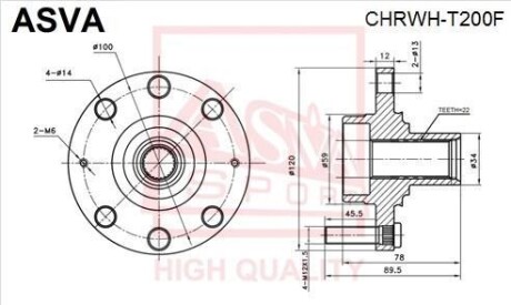 ÑÒÓÏÈÖÀ ÏÅÐÅÄÍßß (AVEO T200 2002-2006) ASVA CHRWH-T200F