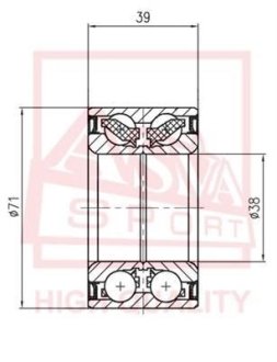 ПОДШИПНИК СТУПИЧНЫЙ ПЕРЕДНИЙ (TOYOTA YARIS/ECHO NCP10/SCP10 1999-2005) ASVA DAC38710039 (фото 1)