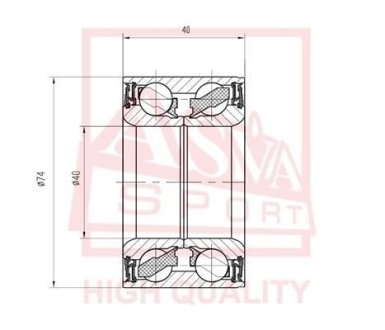 ПОДШИПНИК СТУПИЧНЫЙ ПЕРЕДНИЙ (40X74X40X40) (MAZDA 323 BJ 1998-2002 MAZDA PREMACY CP 1999-2005) ASVA DAC40740040 (фото 1)