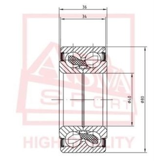 ПОДШИПНИК СТУПИЧНЫЙ ПЕРЕДНИЙ (40X80X36X34) (MITSUBISHI CARISMA DA 1995-2003 MITSUBISHI SPACE STAR DG1A/DG3A/DG4A/DG5A 1998-2004) ASVA DAC40800036-34