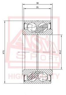 ПОДШИПНИК СТУПИЧНЫЙ ПЕРЕДНИЙ (42X76X38X35) (NISSAN BLUEBIRD U13 1991-1995 NISSAN MAXIMA CEFIRO A32 1994-2000 NISSAN PRIMERA P10 1990-1996 NISSAN PRIMERA P11 1996-2001) ASVA DAC42760038-35 (фото 1)