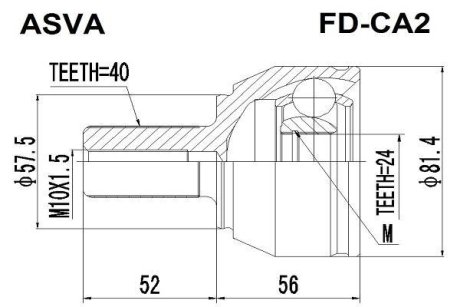 ШРУС НАРУЖНЫЙ 24x57.5x40 (FORD MONDEO CA2 2007-2014) ASVA FD-CA2