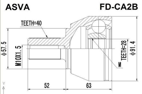 ШРУС НАРУЖНЫЙ 28X57.5X40 (FORD MONDEO CA2 2007-) ASVA FD-CA2B