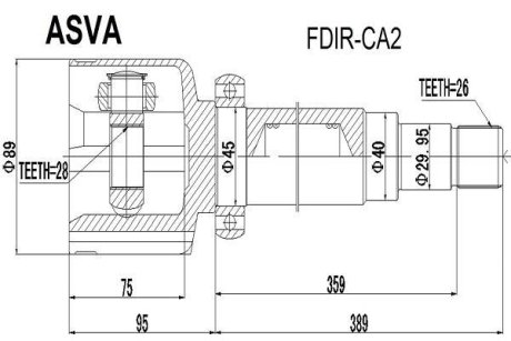 ШРУС ВНУТРЕННИЙ ПРАВЫЙ 28x40x26 ASVA FDIR-CA2