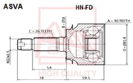 ШРУС НАРУЖНЫЙ 30x59,5x26 (HONDA CIVIC FD 2006-) ASVA HN-FD