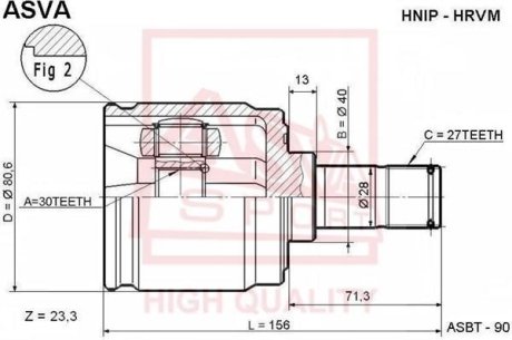 ШРУС ВНУТРЕННИЙ ПРАВЫЙ 30X40X27 (HONDA ACCORD CL/CN/CM 2002-) ASVA HNIP-HRVM