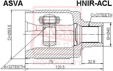 ШРУС ВНУТРЕННИЙ ПРАВЫЙ 32X40X27 (ACCORD 2003-) ASVA HNIR-ACL