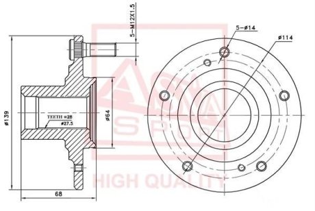 СТУПИЦА ПЕРЕДНЯЯ (HONDA ACCORD CL/CN/CM 2002-2008) ASVA HNWH-CL7F (фото 1)