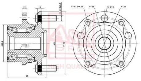 СТУПИЦА ПЕРЕДНЯЯ (ACURA MDX YD2 2007-2013 HONDA PILOT YF4 2009-) ASVA HNWH-P2F