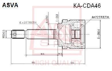 ШРУС НАРУЖНЫЙ 22x60x27 (KIA CEED 2006-) ASVA KA-CDA46