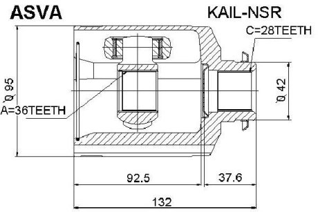 ШРУС ВНУТРЕННИЙ 36X42X28 (HYUNDAI SANTA FE (CM) 2006-2012) ASVA KAIL-NSR