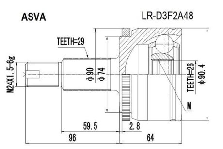 ШРУС НАРУЖНЫЙ 26x70.5x29 (LAND ROVER DISCOVERY III 2005-2009) ASVA LR-D3F2A48