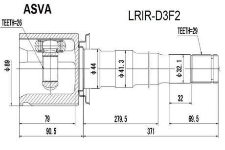 ШРУС ВНУТРЕННИЙ ПРАВЫЙ 26X44X29 (LAND ROVER DISCOVERY III 2005-2009) ASVA LRIR-D3F2