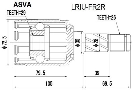 ØÐÓÑ ÂÍÓÒÐÅÍÍÈÉ ÇÀÄÍÈÉ 29X35X26 (LAND ROVER FREELANDER II 2006-2014) ASVA LRIU-FR2R