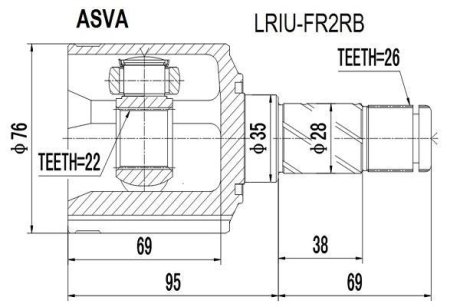 ШРУС ВНУТРЕННИЙ ЗАДНИЙ 22X35X26 (LAND ROVER freelander2) ASVA LRIU-FR2RB (фото 1)