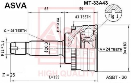 ØÐÓÑ ÍÀÐÓÆÍÛÉ 24x54x25 (MITSUBISHI GALANT EA 1996-2003) ASVA MT-33A43