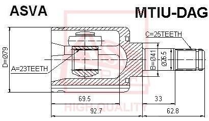 ØÐÓÑ ÂÍÓÒÐÅÍÍÈÉ 23X41X25 (MITSUBISHI CARISMA DA 1995-2003) ASVA MTIU-DAG