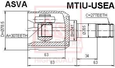 ШРУС ВНУТРЕННИЙ 30X41X27 (MITSUBISHI GALANT EA3A/EA8A USA 1996-2003) ASVA MTIU-USEA