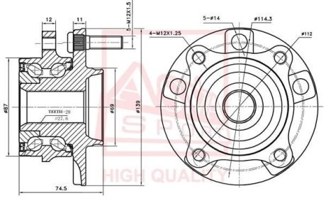 СТУПИЦА ПЕРЕДНЯЯ (MITSUBISHI GRANDIS NA4W/NA8W 2003-2009) ASVA MTWH-NA4MF