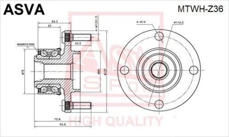 СТУПИЦА ПЕРЕДНЯЯ (MITSUBISHI COLT Z32A/Z34A/Z36A/Z37A/Z38A/Z39A 2004) ASVA MTWH-Z36 (фото 1)