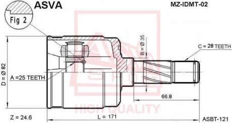 ШРУС ВНУТРЕННИЙ ЛЕВЫЙ 23X35X28 (MAZDA 626 GE 1991-1997) ASVA MZ-IDMT-02