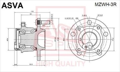 СТУПИЦА ЗАДНЯЯ С ДАТЧИКОМ АБС (MAZDA 3 BK 2003-) ASVA MZWH-3R