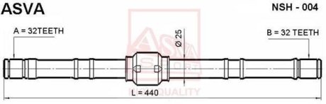 ПОЛУОСЬ ПРАВАЯ 32x440x32 (NISSAN PRIMERA P11 1996-2001) ASVA NSH-004