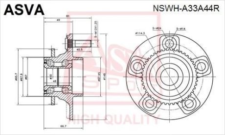 СТУПИЦА ЗАДНЯЯ С КОЛЬЦОМ ABS (NISSAN MAXIMA CEFIRO A33 1998-2003) ASVA NSWH-A33A44R