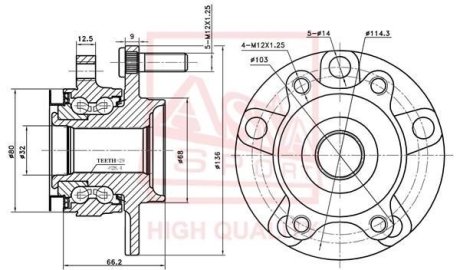 СТУПИЦА ПЕРЕДНЯЯ (NISSAN QASHQAI J10F 2006-) ASVA NSWH-J10F (фото 1)