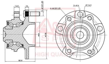 СТУПИЦА ПЕРЕДНЯЯ (NISSAN INFINITI G35 (V35) 2002-2007) ASVA NSWH-V35F