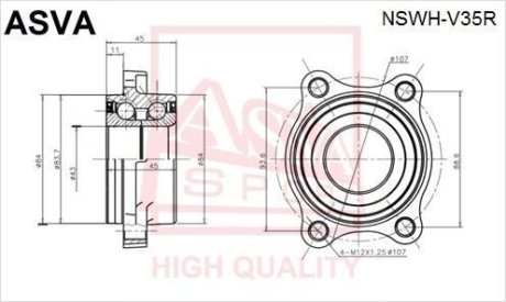 ПОДШИПНИК СТУПИЧНЫЙ ЗАДНИЙ (NISSAN SKYLINE V35 2001-2007) ASVA NSWH-V35R