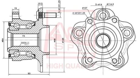 СТУПИЦА ЗАДНЯЯ С МАГНИТНЫМ КОЛЬЦОМ (NISSAN MURANO Z50 2002-2007) ASVA NSWH-Z50MR