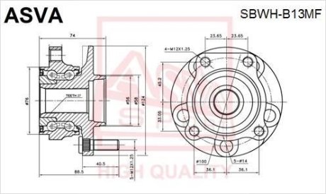 СТУПИЦА ПЕРЕДНЯЯ С МАГНИТНЫМ КОЛЬЦОМ АБС (SUBARU LEGACY B13 2003-) ASVA SBWH-B13MF (фото 1)