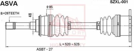 ПРИВОД ЛЕВЫЙ 26X525 (SUZUKI GRAND VITARA 99-) ASVA SZXL-001 (фото 1)