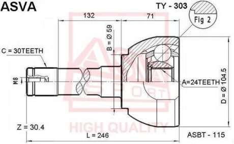 Шрус зовнішній 24x59x30 ASVA TY303